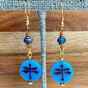 Handmade Dragonfly Coin Earrings